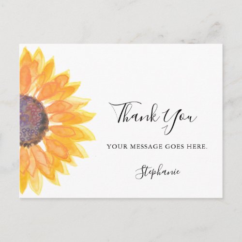 Personalized Sunflower Thank You  Postcard