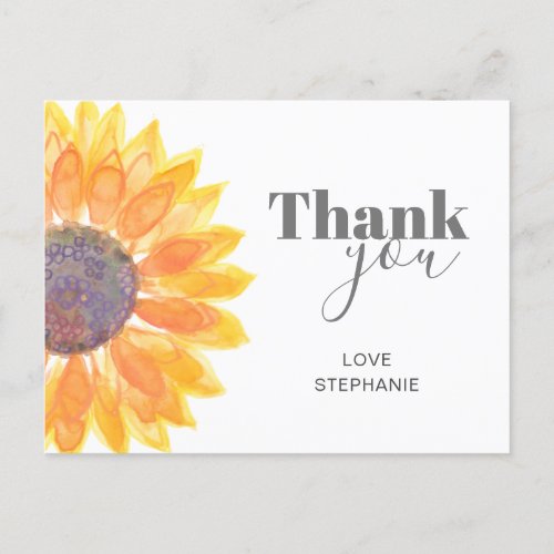 Personalized Sunflower Thank You Postcard