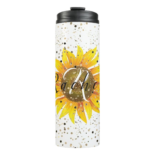 Personalized sunflower  thermal tumbler (Front)