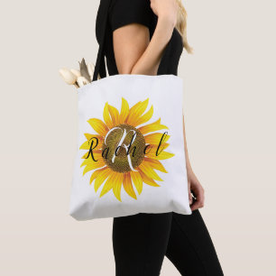 Personalized sunflower  tote bag