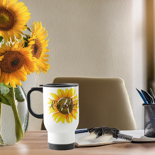 Personalized sunflower  travel mug