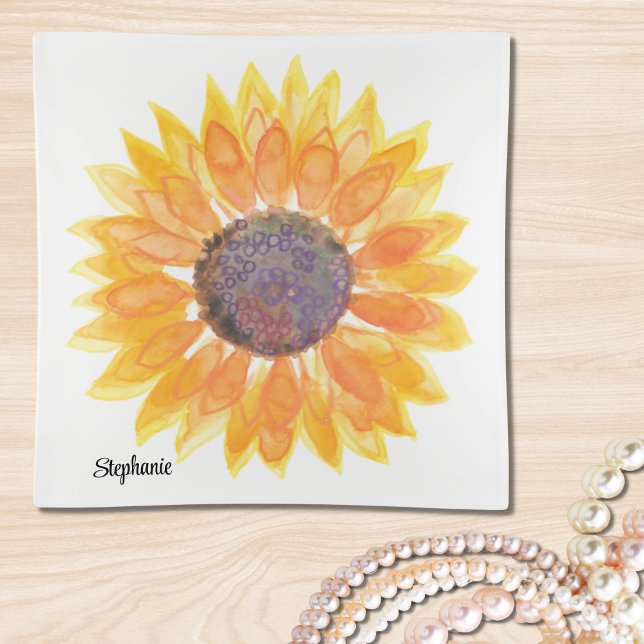 Personalized Sunflower Trinket Tray (Creator Uploaded)
