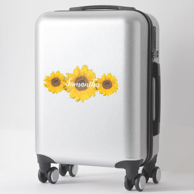 Personalized sunflower trio sticker (Suitcase)