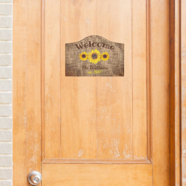 Personalized  sunflower trio -  Welcome Door Sign