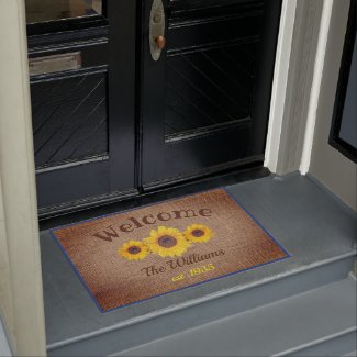 Personalized  sunflower trio -  Welcome Doormat