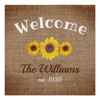 Personalized  sunflower trio -  Welcome