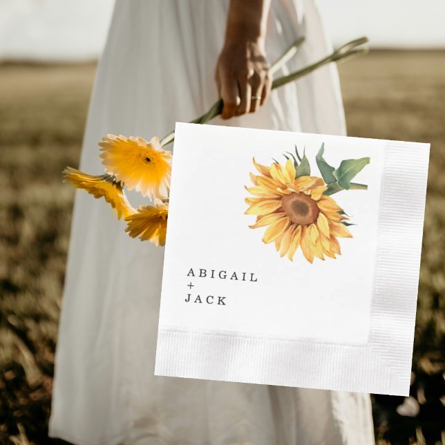Personalized Sunflower Wedding Coined Napkins (Creator Uploaded)