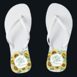 Personalized Sunflower Wedding Flip Flops<br><div class="desc">For further customization,  please click the "Customize" button and use our design tool to modify this template. If the options are available,  you may change text and image by simply clicking on "Edit/Remove Text or Image Here" and add your own. Designed by Freepik.</div>