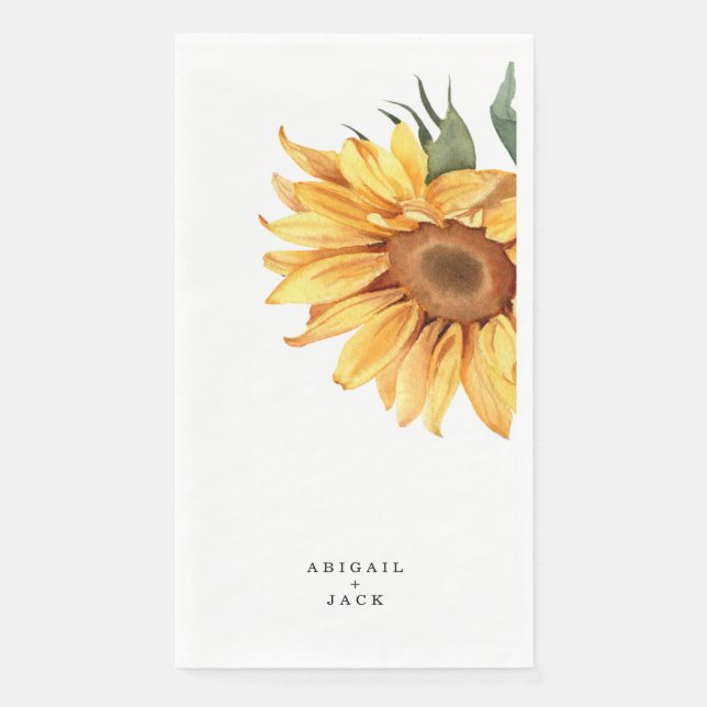 Personalized Sunflower Wedding  Paper Guest Towels (Front)