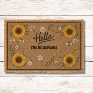Personalized Sunflower Welcome Fiber Doormat