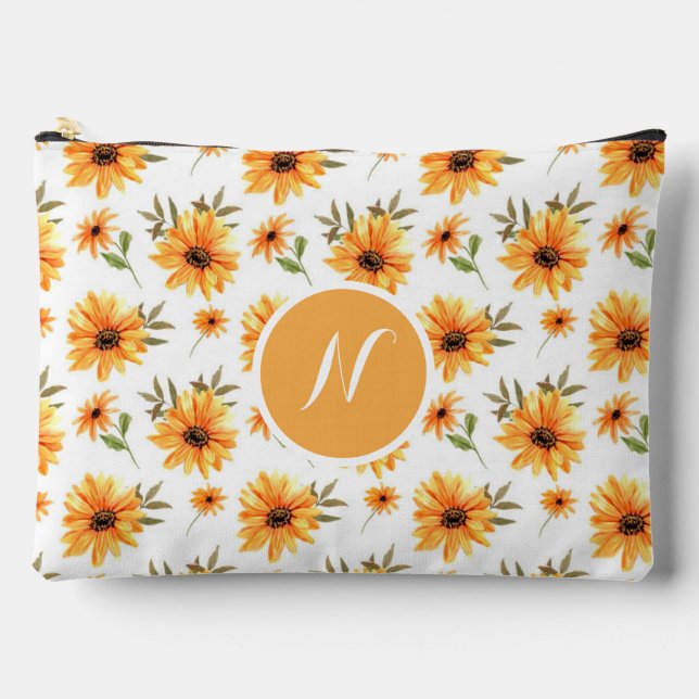 Personalized Sunflower Wildflower Accessory Pouch (Front)