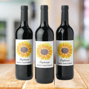 Personalized Sunflower Wine Label