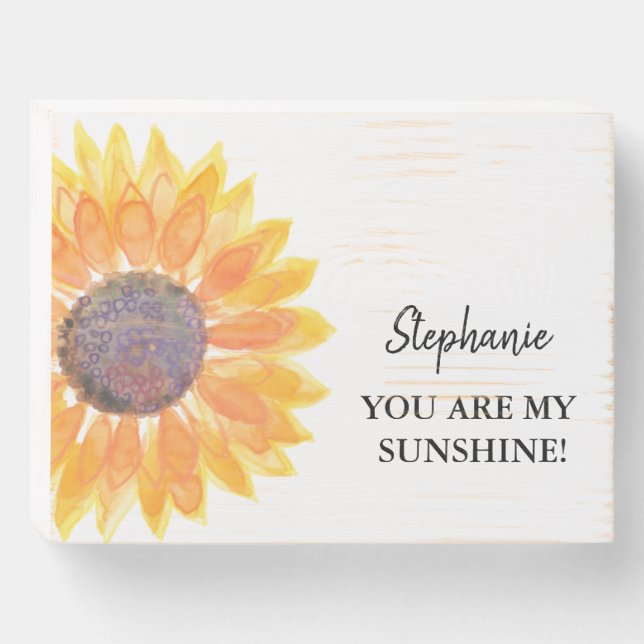 Personalized Sunflower Wooden Box Sign (Front Horizontal)