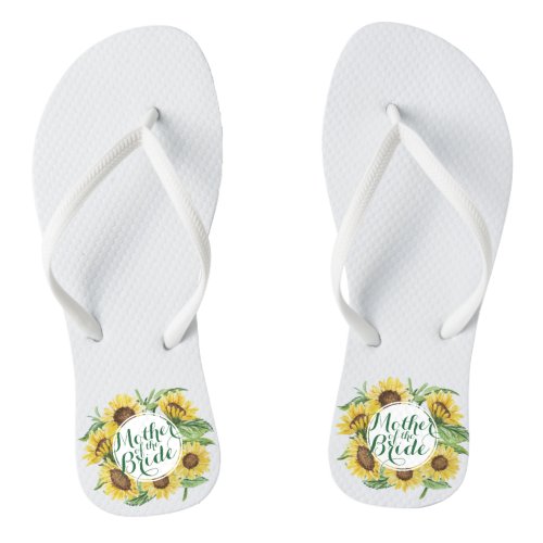 Personalized Sunflower Wreath Wedding Flip Flops