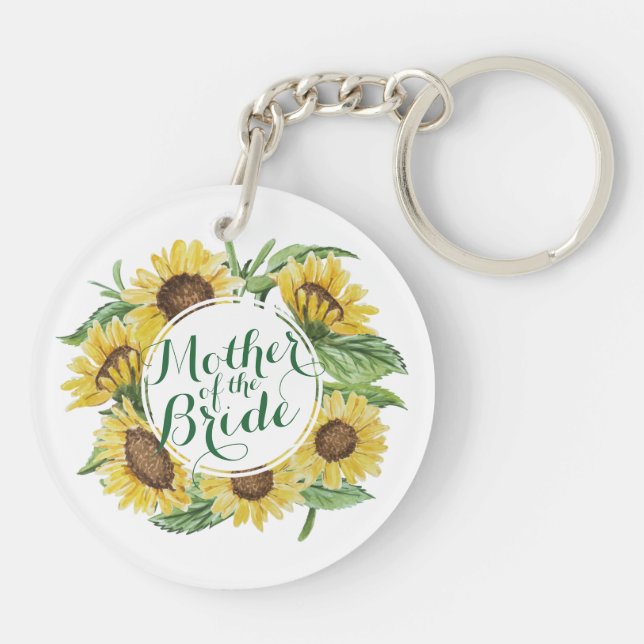 Personalized Sunflower Wreath Wedding Keychain (Back)