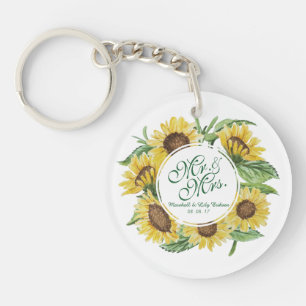 Personalized Sunflower Wreath Wedding Keychain