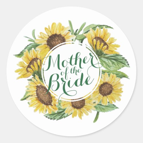 Personalized Sunflower Wreath Wedding Sticker Seal