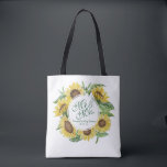 Personalized Sunflower Wreath Wedding Tote Bag<br><div class="desc">For further customization,  please click the "Customize" button and use our design tool to modify this template. If the options are available,  you may change text and image by simply clicking on "Edit/Remove Text or Image Here" and add your own. Designed by Freepik.</div>