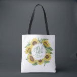 Personalized Sunflower Wreath Wedding Tote Bag<br><div class="desc">For further customization,  please click the "Customize" button and use our design tool to modify this template. If the options are available,  you may change text and image by simply clicking on "Edit/Remove Text or Image Here" and add your own. Designed by Freepik.</div>