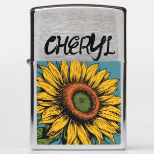 PERSONALIZED SUNFLOWER ZIPPO LIGHTER