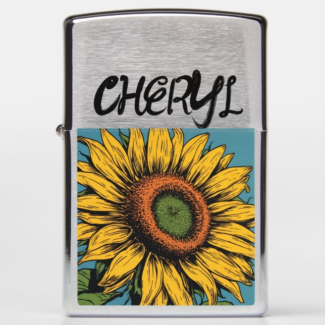 PERSONALIZED SUNFLOWER  ZIPPO LIGHTER (Front)