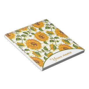 Personalized Sunflowers and text  Notepad