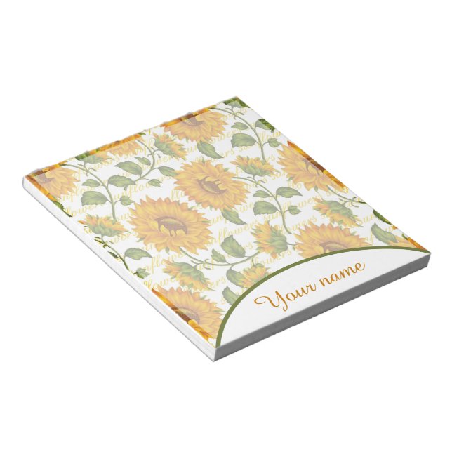 Personalized Sunflowers and text  Notepad (Angled)