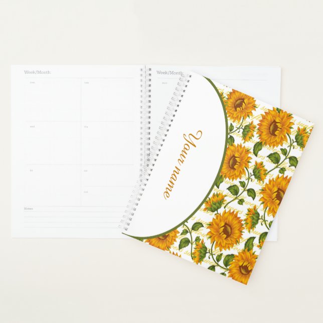 Personalized Sunflowers and text Planner (Display)