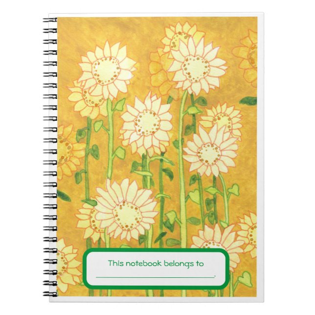Personalized Sunflowers in Watercolor Notebooks (Front)