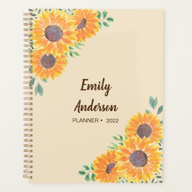 Personalized Sunflowers Leaves Planner (Front)