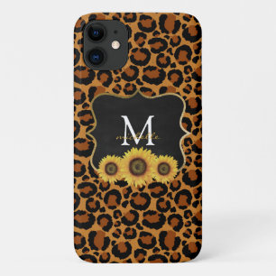 Personalized Sunflowers & Leopard iPhone 11 Case