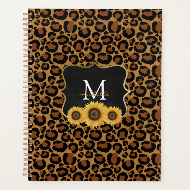 Personalized Sunflowers & Leopard Planner (Front)