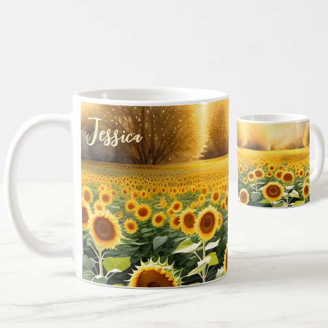 Personalized Sunflowers Mug - Nature Inspired Gift (🌻 Nature's Beauty: Personalized Sunflowers Mug! ☕)