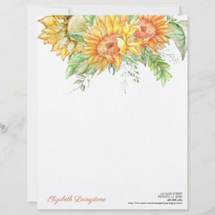 Personalized Sunflowers Stationery Letterhead