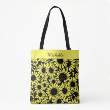 personalized sunflowers tote bag