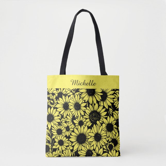 personalized sunflowers tote bag (Front)