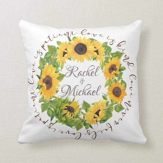 Personalized Sunflowers With Circle Love Quote Throw Pillow