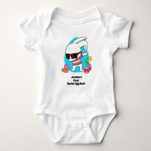 Personalized Sunglasses Bunny Easter Egg Hunt  Baby Bodysuit