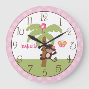 Personalized Sunny Safari Monkey Nursery Clock