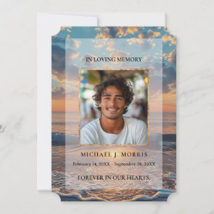 Personalized Sunset Funeral Photo Thank You Card