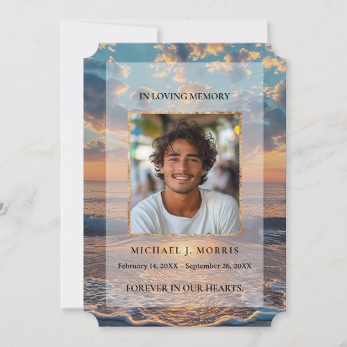Personalized Sunset Funeral Photo Thank You Card