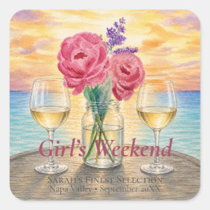Personalized Sunset Girls Weekend Square Sticker