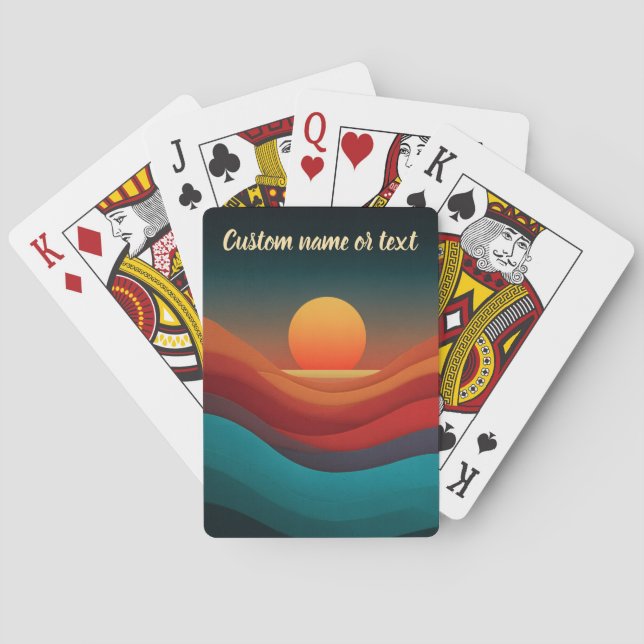 Personalized Sunset Horizon Poker Cards (Back)