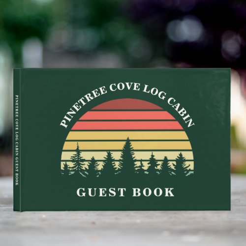 Personalized Sunset Log Cabin Lake House Guest Book