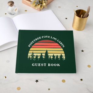 Personalized Sunset Log Cabin Lake House Guest Book