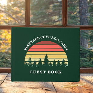 Personalized Sunset Log Cabin Lake House Guest Book