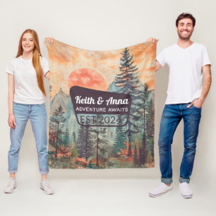 Personalized Sunset Mountain National Park Forest Fleece Blanket
