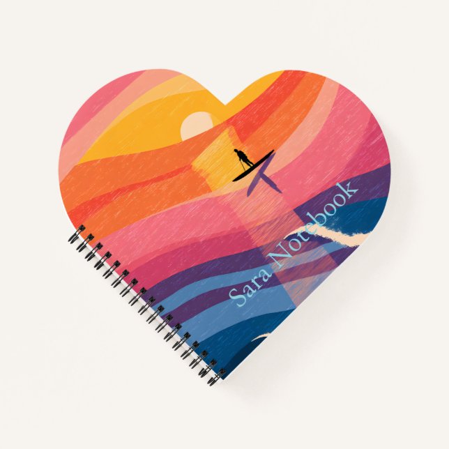 Personalized Sunset Paddle Board Notebook (Front)