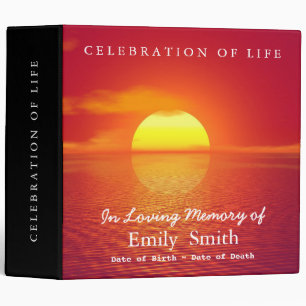 Personalized Sunset Sea Celebration of Life 3 Ring Binder
