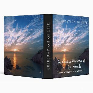 Personalized Sunset Sea Celebration of Life 3 Ring Binder